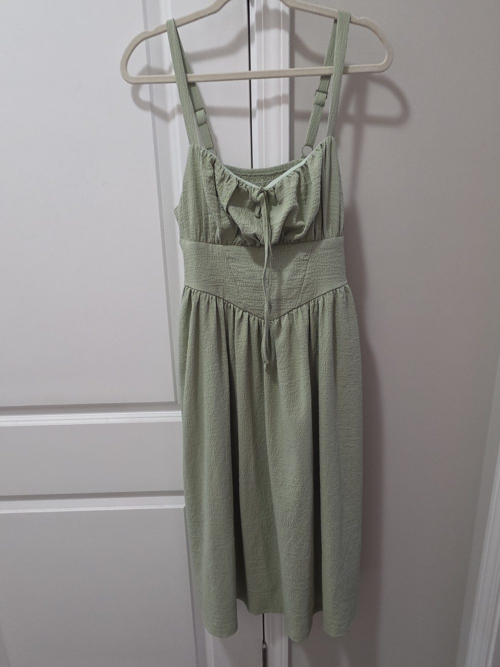 SHEIN Light Sage Green Midi Dress with Smocked Waist & Adjustable Straps